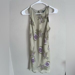 Wild Fable Green and Purple Floral Midi Dress XS